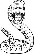 animal glasses horror nage open_mouth rattlesnake smile snake soyjak subvariant:nageplier variant:markiplier_soyjak // 413x641 // 149.6KB