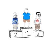 3soyjaks 4chan bloodshot_eyes crying full_body glasses good_boy hair hand leg meta milk objectsoy open_mouth podium pol_(4chan) rm silk_soymilk smile soy_milk soybooru soyjak stubble swastika variant:chudjak variant:gapejak variant:soyak winners_podium // 1300x1243 // 213.7KB
