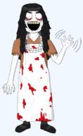 blood clothes female glasses hair holding_object scary variant:soytan yellow_teeth // 1352x2196 // 95.8KB