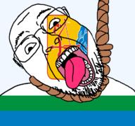 ack arrow bow dead flag flag:kirov_oblast glasses hair hanging kirov_oblast oblast open_mouth rope russia skin soyjak stubble suicide teeth tongue transparent transparent_background variant:bernd white yellow_teeth // 768x719 // 71.3KB