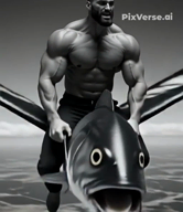 beard buff fish full_body greyscale man_tits meta:ai_generated muscles muscular_male nas:gigachad neck nonsense talking wing // 512x592, 4.9s // 905.0KB
