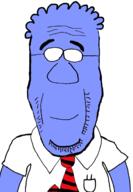arm blue_skin calm closed_mouth clothes dilbert glasses hair necktie office smile soyjak stubble subvariant:science_lover tshirt variant:markiplier_soyjak work // 968x1396 // 234.4KB