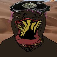 bloodshot_eyes bomb brimmiest_comments_section☣️☣️☣️_do_not_enter☣️☣️☣️ brown_skin brown_troonjak clothes crying deformed hat islam mudslime muhammad muslims naked nigger open_mouth rope soyjak suicide tongue variant:bernd // 2048x2048 // 2.2MB