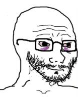 bloodshot_eyes closed_mouth glasses soyjak stubble tired variant:wojak // 644x800 // 241.5KB