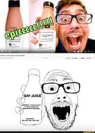 glasses juice open_mouth soyjak stubble teeth variant:punkjak // 1080x1514 // 257.5KB