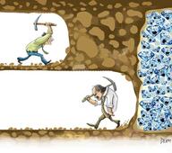 gem glasses mining open_mouth pickaxe smile soyjak variant:cobson variant:impish_soyak_ears variant:markiplier_soyjak variant:soyak // 1017x900 // 968.3KB