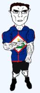 arm buff closed_mouth clothes country ear flag flag:sint_eustatius full_body glasses hair hand netherlands shoe sint_eustatius soyjak star_(symbol) subvariant:chudjak_front subvariant:unbotheredchud variant:chudjak vein // 549x1268 // 46.1KB