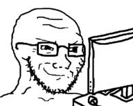 computer glasses screen smile smug soyjak stubble variant:soyak // 800x639 // 5.5KB
