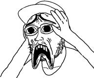 arm glasses hand open_mouth scared soyjak stubble subvariant:doctos variant:rotjak variant:soyak // 524x440 // 25.9KB