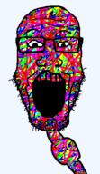 animal blue colorful glasses green open_mouth orange purple rainbow red soyjak stubble variant:markiplier_soyjak worm yellow // 518x895 // 73.0KB