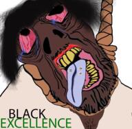ack black_excellence black_skin bloodshot_eyes clothes crying deformed glasses hanging open_mouth pill proto-slopjak rope soyjak stubble subvariant:brunetto suicide text tongue variant:bernd // 726x711 // 667.4KB