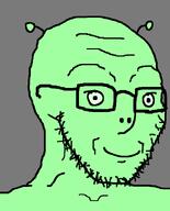 Glibblezorpson alien alternate_nose alternative_nose antenna antennas beard eye eyes eyewear glasses green green_eyes green_skin happy joy looking_at_you nose smile stubble variant:soyak // 644x800 // 23.8KB