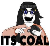 coal female femjak holding_object looking_at_you pointing text variant:soytan // 646x598 // 81.5KB