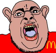 amerimutt ear fat glasses mcdonalds obese open_mouth stubble variant:chugsjak // 1430x1374 // 83.7KB