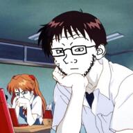 2soyjaks anime classroom glasses ikari_shinji laptop looking_at_you meta:tagme neon_genesis_evangelion school school_uniform souryuu_asuka_langley variant:chudjak variant:soyak // 1200x1200 // 1.1MB