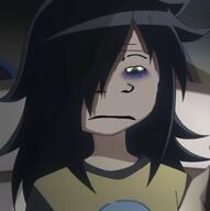 anime clothes emo_hair eyebags green_eyes hair meta:barely_a_soyjak subvariant:neutralplier tomoko variant:markiplier_soyjak // 1222x1226 // 1.1MB