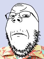 angry clothes frown glasses hawaiian_shirt mustache soyjak stubble variant:gapejak // 600x800 // 199.4KB
