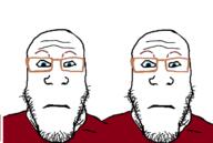 2soyjaks closed_mouth clothes glasses neutral soyjak stubble subvariant:neutralplier variant:markiplier_soyjak // 1206x810 // 143.7KB