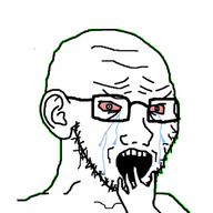 bloodshot_eyes crying ear glasses hand kyorokyoro open_mouth poyopoyo scared soyjak stubble variant:soyak // 354x400 // 254.8KB