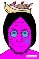 arch_linux banana banana_split_ice_cream blue_glasses closed_mouth forehead_lines glasses hair john_lennon pink_skin quote_(user) smile smug stubble variant:lennonjak // 600x896 // 18.3KB