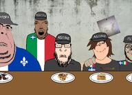 ascence_(user) brown_hair brown_skin cap closed_eyes clothes female flag:italy flag:quebec glasses green_eyes hat jartyfly meta:namefags ongezellig pale_skin plate poop subvariant:aliciaplier2 subvariant:blobson subvariant:terryjak toast variant:a24_slowburn_soyjak variant:alicia variant:cobson variant:gapejak variant:markiplier_soyjak variant:soyak white_skin // 2222x1600 // 904.0KB