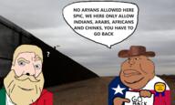 award blond border brown_skin country countrywar cowboy_hat fact flag flag:mexico flag:texas mexico nordic_chad question_mark raised_eyebrow series:mexico_is_white texas variant:cobson variant:meximutt yellow_hair // 2500x1500 // 1.6MB