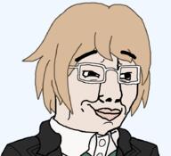 anime artist:hellcat asian button closed_mouth clothes danganronpa:_trigger_happy_havoc danganronpa_(series) glasses hair school_uniform smug soyjak suit togami_byakuya variant:chudjak video_game visual_novel white_shirt white_skin yellow_hair // 922x840 // 17.0KB