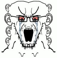 animated bloodshot_eyes crying ear glasses mirrored multiple_ears open_mouth soyjak stretched_mouth stubble variant:soyak // 988x1000 // 73.1KB