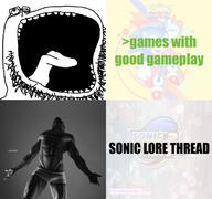 gigachad glasses greentext nas:gigachad open_mouth sega sonic sonic_the_hedgehog soyjak square stubble text tongue variant:games_with_good_gameplay video_game // 680x638 // 359.9KB