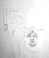 averi beard beheaded closed_mouth drawing fiddleafox fox fur furry furry_artist furry_ears furry_female glasses holding_object irl_photo machete moustache open_mouth tail tranny unfinished variant:bernd // 1800x2126 // 988.4KB