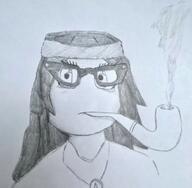 avengers closed_mouth clothes glasses hair necklace pipe smoking traditional_media variant:soytan // 692x678 // 51.3KB