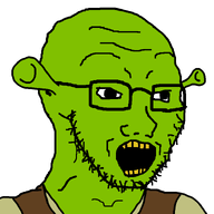 clothes dreamworks ear glasses green_skin ogre ogre_ears open_mouth shrek soyjak stubble variant:soyak yellow_teeth // 915x756 // 29.1KB
