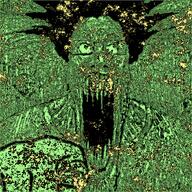 glasses green hair hand open_mouth pointing schizo sharp_teeth soyjak stretched_mouth stubble subvariant:schizojak variant:markiplier_soyjak // 1048x1048 // 638.7KB