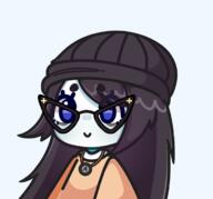 avengers blue_eyes blush clothes full_body glasses hair necklace redraw smile variant:soytan // 2159x2015 // 390.8KB