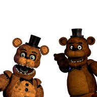 bear blue_eyes bowtie brown_skin clothes eye eyes_blue_like_the_atlantic five_nights_at_freddy's fnaf freddy_fazbear hat jaw teeth tophat transparent_background variant:two_pointing_soyjaks withered_freddy // 1280x1280 // 1.5MB