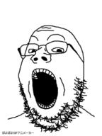 animated glasses kyorokyoro open_mouth poyopoyo soyjak stubble variant:gapejak // 300x400 // 277.7KB