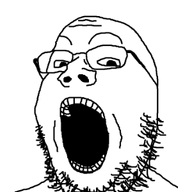 animated glasses kyorokyoro open_mouth poyopoyo soyjak stubble variant:gapejak // 300x400 // 277.7KB