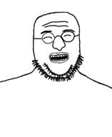 bald closed_eyes coal double_chin eyebrows glasses lips nose nuvariant open_mouth round_glasses stubble teeth thick_eyebrows torso variant:happyjak // 960x1171 // 7.8KB