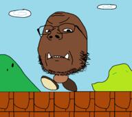 angry brown drawn_background glasses goomba mario nintendo soyjak stubble variant:gapejak video_game // 1204x1075 // 31.7KB