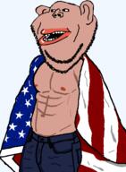 american_flag amerimutt beard buff ear featured mutt patriot shirtless soyjak star_(symbol) subvariant:impish_amerimutt united_states variant:impish_soyak_ears // 388x530 // 40.4KB