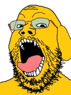 animal beard dog ear glasses janny open_mouth sharp_teeth stubble tongue variant:gapejak yellow_skin // 375x500 // 94.5KB