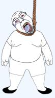 blood bloodshot_eyes clothes crying fat full_body glasses hand hanging leg mustache open_mouth rope soyjak stubble suicide template tongue transparent_background variant:bernd yellow_teeth // 1296x2304 // 57.7KB