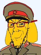 animal closed_mouth clothes collar_tabs communism dog ear epaulettes glasses hammer_and_sickle hat janny kuz large_eyebrows military_uniform necktie smirk smug soviet_army_uniform soviet_union soyjak stretched_mouth stubble uniform variant:soyak yellow_skin // 810x1080 // 333.9KB
