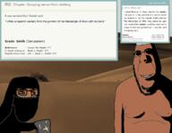 2soyjaks aisha_bint_abi_bakr angry arabic_text arm biting_lip bloodshot_eyes brown_skin clothes creepy crying cum desert female glasses gynaecomastia hadith irl_background islam muhammad smile soyjak stubble subvariant:hornyson sumnah sunnah taqiyah variant:chudjak variant:cobson veil // 1224x947 // 160.3KB