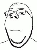 animated closed_mouth concerned frown glasses paint paint_roller smile smirk soyjak stubble subvariant:wholesome_soyjak transformation variant:cobson variant:gapejak // 373x498 // 608.7KB