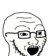 animated glasses open_mouth poyopoyo poyunpoyun soyjak stubble text variant:soyak // 358x400 // 601.4KB