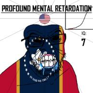 angry bald black_eyes black_hole black_sclera christianity clenched_teeth closed_mouth cracked_teeth drool ear flag flag:mississippi flag:united_states flower glasses god hair iq iq_bell_curve magnolia mississippi mustache nightmare_fuel no_pupils plant profound_mental_retardation retard soyjak star_(symbol) state stubble text united_states variant:feraljak wrinkles // 1024x1024 // 101.6KB