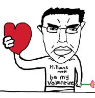 angry arm chud closed_mouth ear flower glasses hair hand heart holding_heart holding_object love millions_must_die plant soyjak subvariant:chudjak_front text valentine variant:chudjak // 1170x1205 // 92.2KB