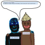 BBGHAST B_B_GHAST_(namefag) artist:antiswarthy basotho big_lips black_sclera black_skin blue_hair ext=png friends huwabag(artist) lesotho message mokorotlo nigger red_lips small_eyes speech_bubble variant:bernd variant:unknown // 800x800 // 41.6KB