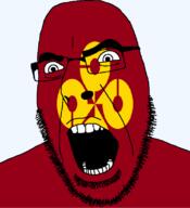 angry flag flag:shimane glasses hair japan looking_to_the_left open_mouth shimane soyjak stubble teeth thick_eyebrows todofuken transparent_background variant:cobson // 721x789 // 35.1KB